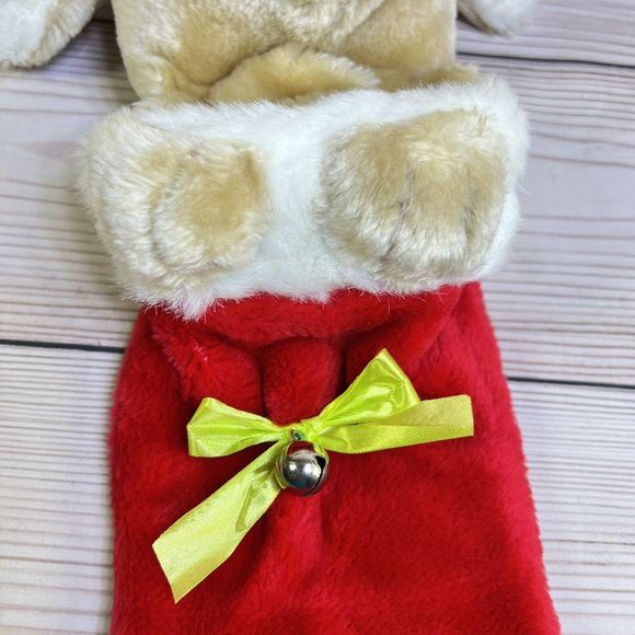 VTG Christmas Stocking 19” Rudolph Red-Nosed Reindeer Head Plush Santa Hat Bell - Picture 8 of 12